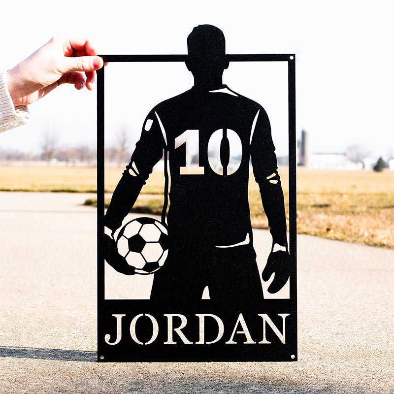 Personalized Soccer Player Name Metal Tag – Custom Sports Wall Sign for Soccer Lovers, Game Room, Kids’ Bedroom, Man Cave, or Team Gift 2173184 - DiyGiftly