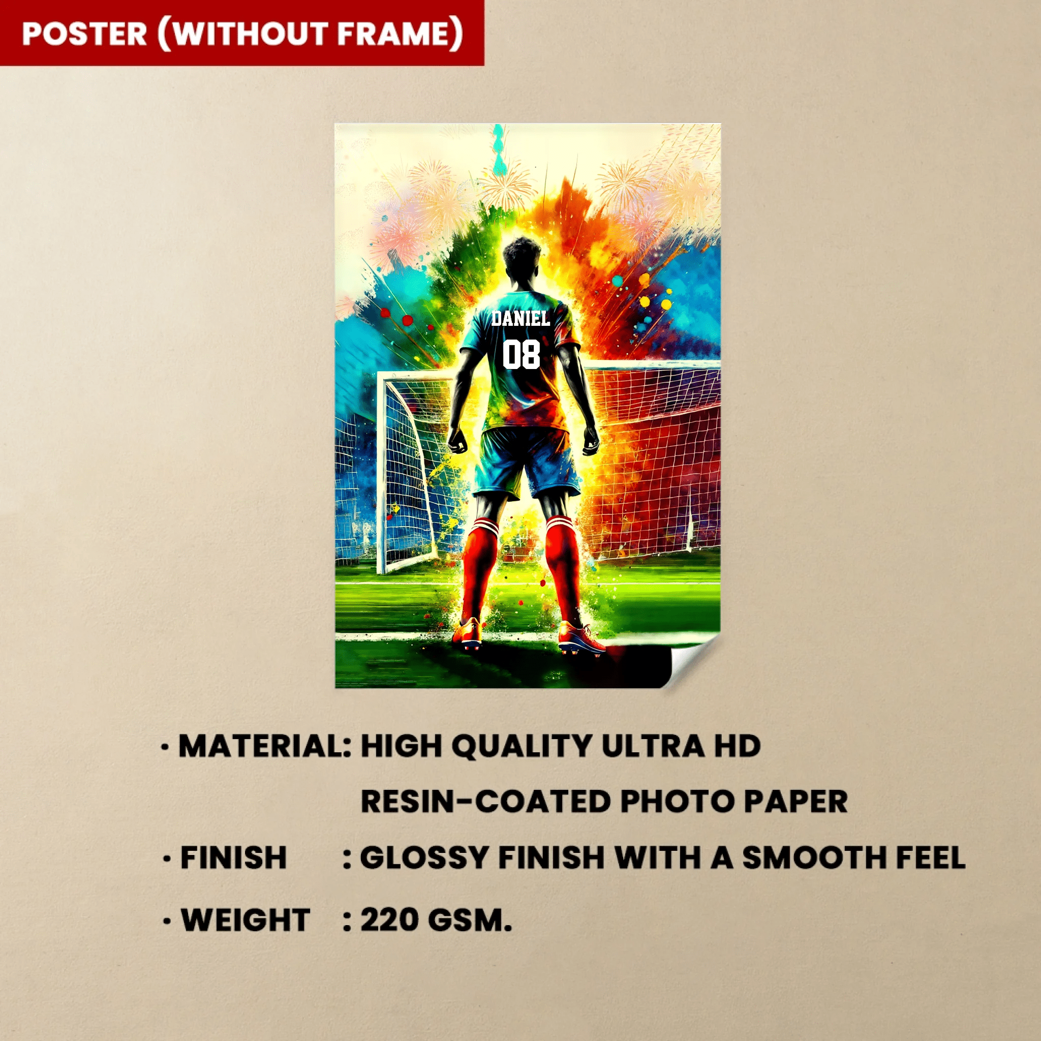 Personalized Soccer Poster - Soccer Player Poster - Boy's Soccer Room Decoration 740620 - 740631 - DiyGiftly