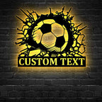 Personalized Soccer Wall Metal Light – Custom LED Wall Decor for Game Room, Bedroom, or Man Cave 736448 - DiyGiftly