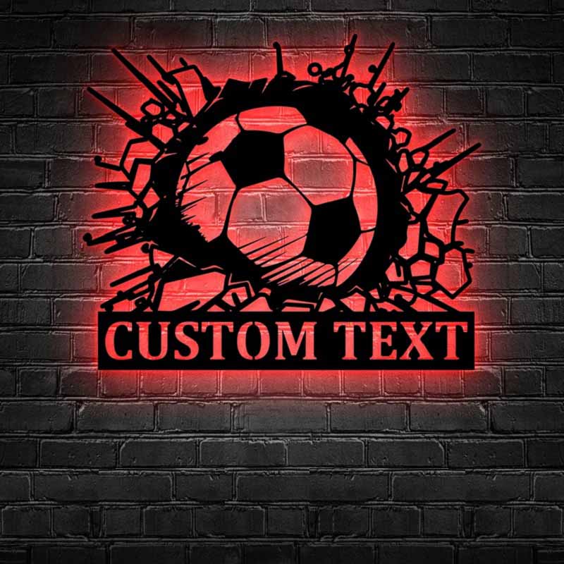 Personalized Soccer Wall Metal Light – Custom LED Wall Decor for Game Room, Bedroom, or Man Cave 736448 - DiyGiftly