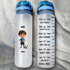Personalized Soccer Water Bottle with Cartoon Character and Name – Custom Sports Bottle for Gym Workout, Fitness, or Soccer Practice, Unique Birthday Gift for Men, Women, Kids, Soccer Fans 1033061 - DiyGiftly