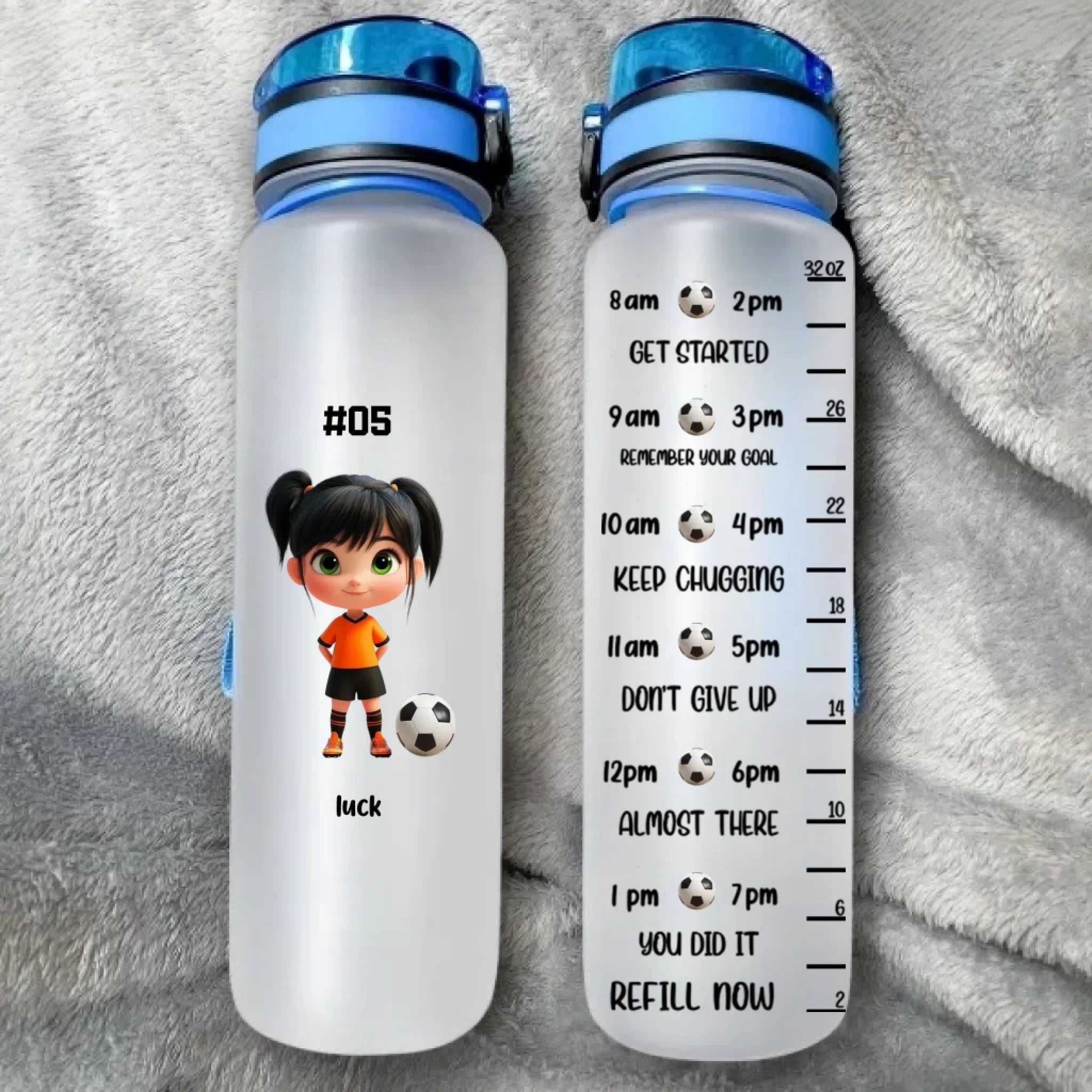 Personalized Soccer Water Bottle with Cartoon Character and Name – Custom Sports Bottle for Gym Workout, Fitness, or Soccer Practice, Unique Birthday Gift for Men, Women, Kids, Soccer Fans 1033061 - DiyGiftly