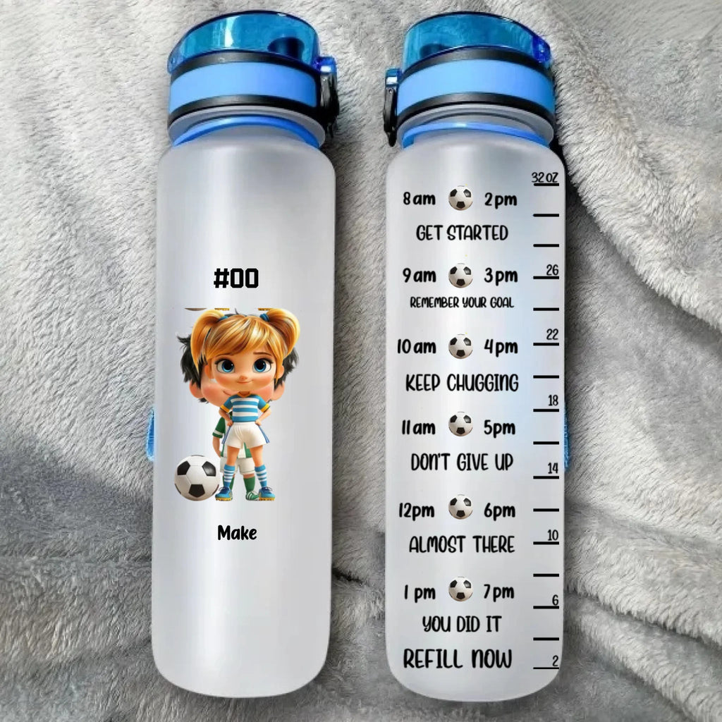 Personalized Soccer Water Bottle with Cartoon Character and Name – Custom Sports Bottle for Gym Workout, Fitness, or Soccer Practice, Unique Birthday Gift for Men, Women, Kids, Soccer Fans 1033061 - DiyGiftly