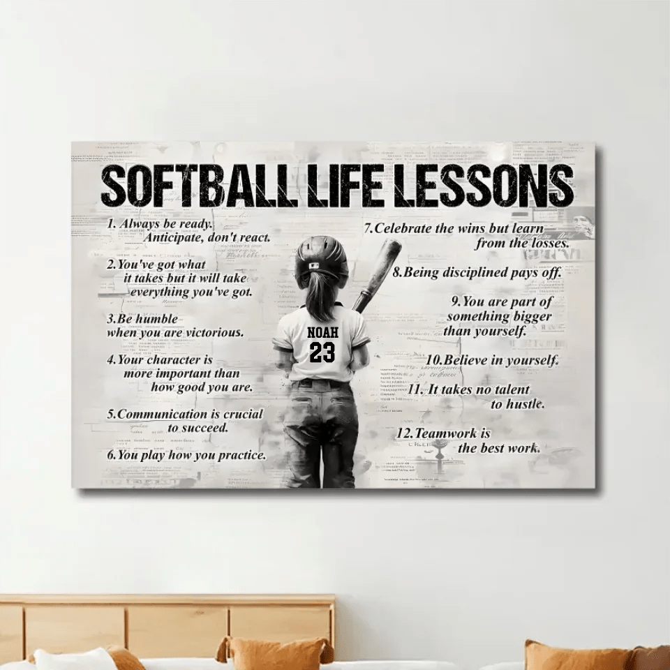 Personalized Softball Girl Poster - Gift For Young Softball Fans 746096 - 746097 - DiyGiftly