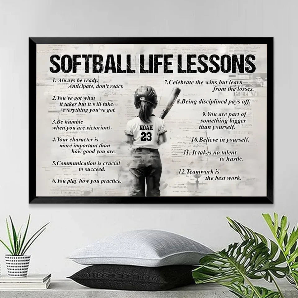 Personalized Softball Girl Poster - Gift For Young Softball Fans 746096 - 746097 - DiyGiftly