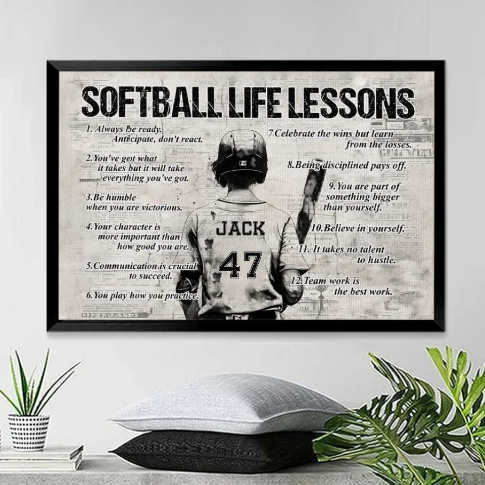 Personalized Softball Life Lessons Poster - Gift For Softball Lovers 748380 - 748406 - DiyGiftly