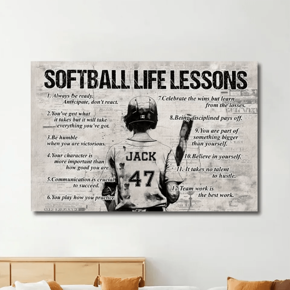 Personalized Softball Life Lessons Poster - Gift For Softball Lovers 748380 - 748406 - DiyGiftly