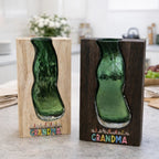 Meaningful family love personalized design wood glass vase gift for grandparents
