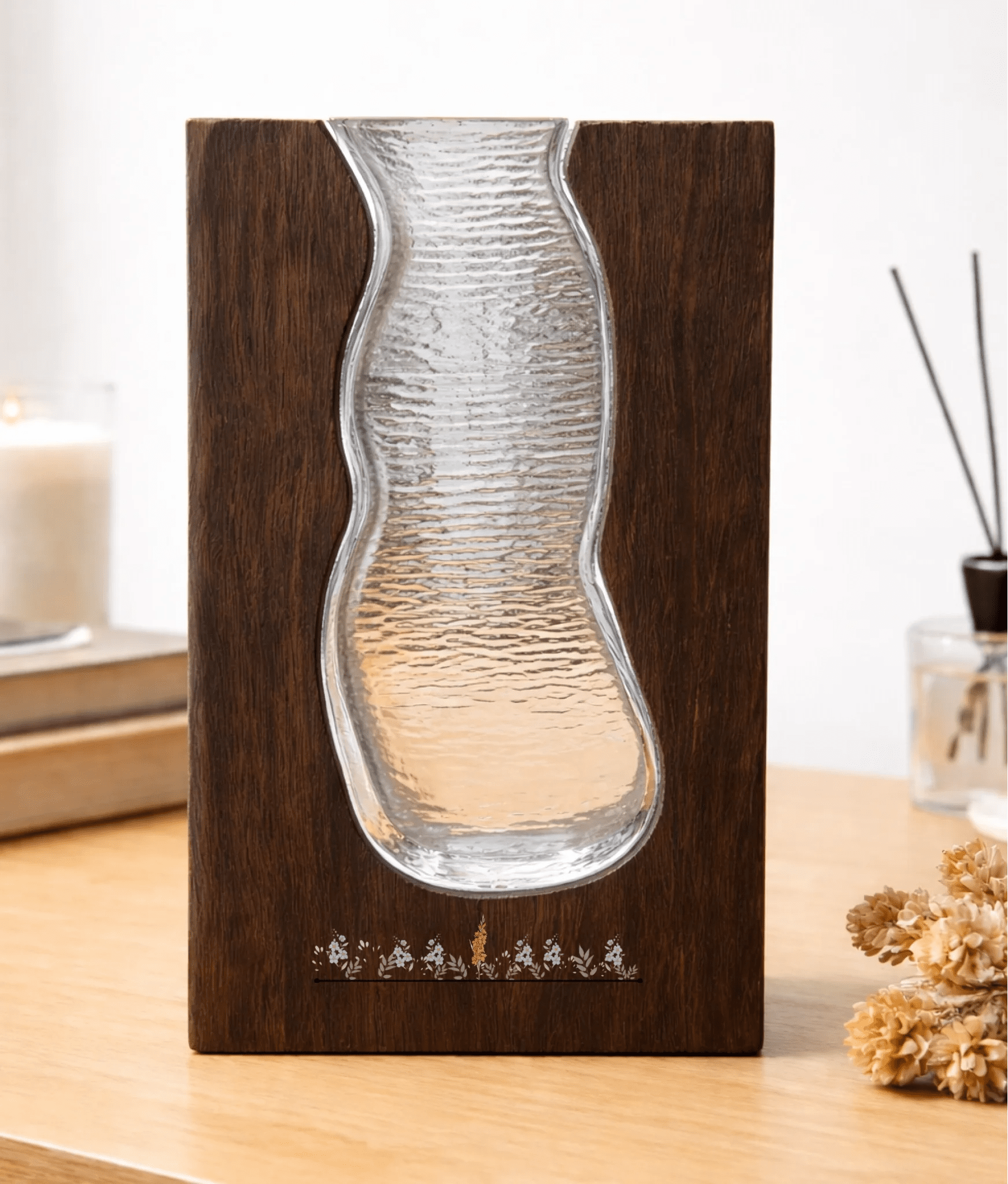 Meaningful family love wood glass vase gift for grandparents rustic