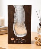 Personalized Solid Wood Glass Vase with Walnut or Natural Wood Frame Green Glass Insert Rustic Home Decor Gift for Mom 1112030 - DiyGiftly