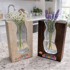 Personalized Solid Wood Glass Vase with Walnut or Natural Wood Frame Green Glass Insert Rustic Home Decor Gift for Mom 1112030 - DiyGiftly