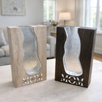 Personalized Solid Wood Glass Vase with Walnut or Natural Wood Frame Green Glass Insert Rustic Home Decor Gift for Mom 1112074 - DiyGiftly