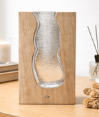 Personalized Solid Wood Glass Vase with Walnut or Natural Wood Frame Green Glass Insert Rustic Home Decor Gift for Mom 1112074 - DiyGiftly