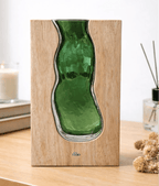 Personalized Solid Wood Glass Vase with Walnut or Natural Wood Frame Green Glass Insert Rustic Home Decor Gift for Mom 1112074 - DiyGiftly