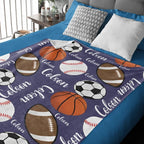 Personalized Sports Blanket,Personalize baby blanket, baby name blanket, baseball football soccer sports navy blue green 747689 - DiyGiftly