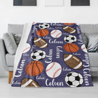 Personalized Sports Blanket,Personalize baby blanket, baby name blanket, baseball football soccer sports navy blue green 747689 - DiyGiftly