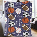 Personalized Sports Blanket,Personalize baby blanket, baby name blanket, baseball football soccer sports navy blue green 747689 - DiyGiftly