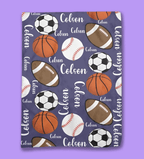 Personalized Sports Blanket,Personalize baby blanket, baby name blanket, baseball football soccer sports navy blue green 747689 - DiyGiftly