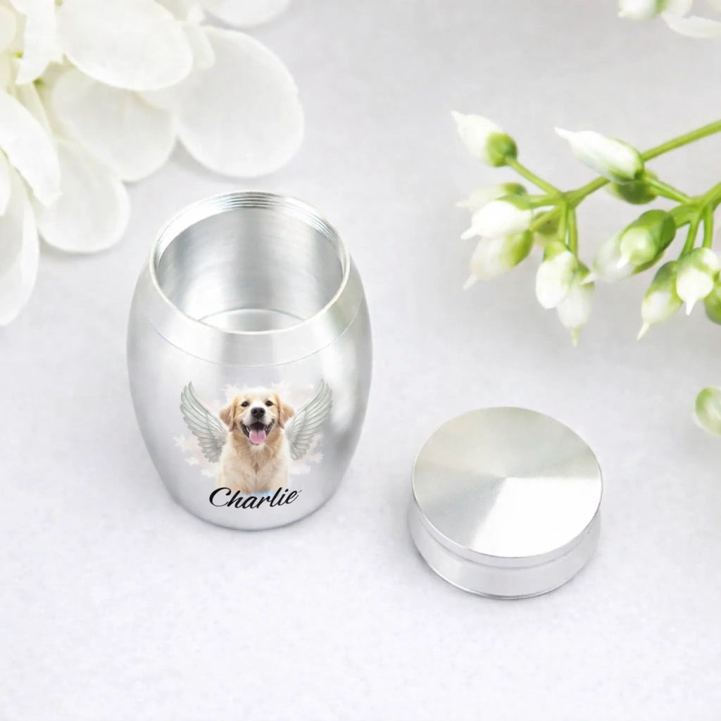 Rose Gold Pet Urn Dog Remembrance Gift for Loss of Dog Stainless Steel Ashes
