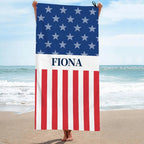 Personalized Stars and Stripes Soft Quick Dry Oversized Beach Towel with Name Patriotic 4th of July Independence Day Gift for Patriots 49701376 - DiyGiftly