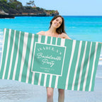Personalized Striped Bachelorette Party Quick Dry Oversized Beach Towel with Name Travel Essential Beach Party Gift for Bridesmaids Friends 48642304 - DiyGiftly