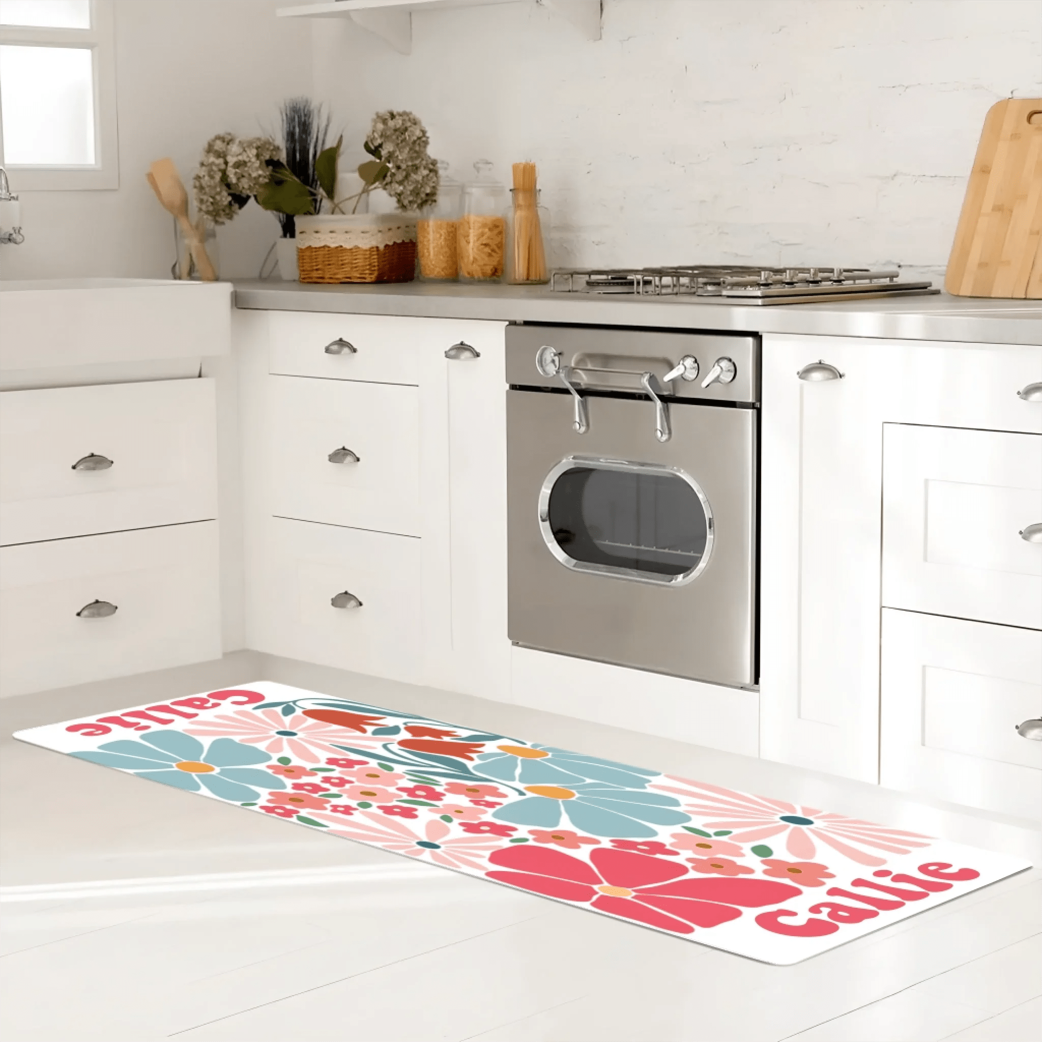 Personalized Summer Boho Danish Floral Anti - Slip Runner Rug with Custom Name – Unique Home Decor and Fitness Accessory, Perfect Birthday, Housewarming, or Team Gift for Runners, Athletes, and Boho Style Lovers 1031693 - DiyGiftly