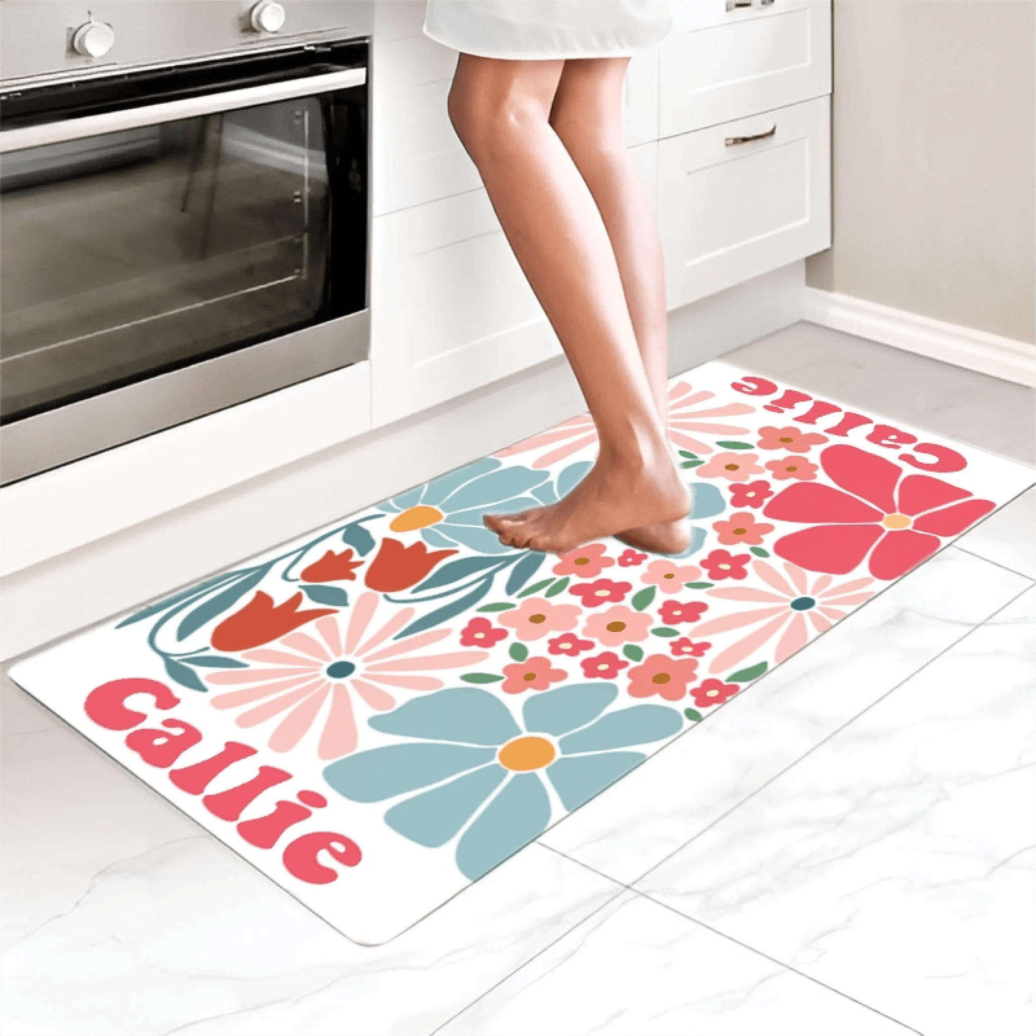 Personalized Summer Boho Danish Floral Anti - Slip Runner Rug with Custom Name – Unique Home Decor and Fitness Accessory, Perfect Birthday, Housewarming, or Team Gift for Runners, Athletes, and Boho Style Lovers 1031693 - DiyGiftly