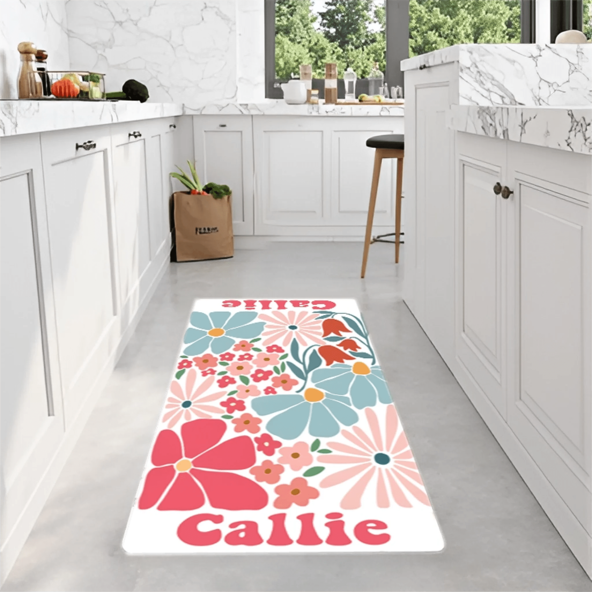 Personalized Summer Boho Danish Floral Anti - Slip Runner Rug with Custom Name – Unique Home Decor and Fitness Accessory, Perfect Birthday, Housewarming, or Team Gift for Runners, Athletes, and Boho Style Lovers 1031693 - DiyGiftly