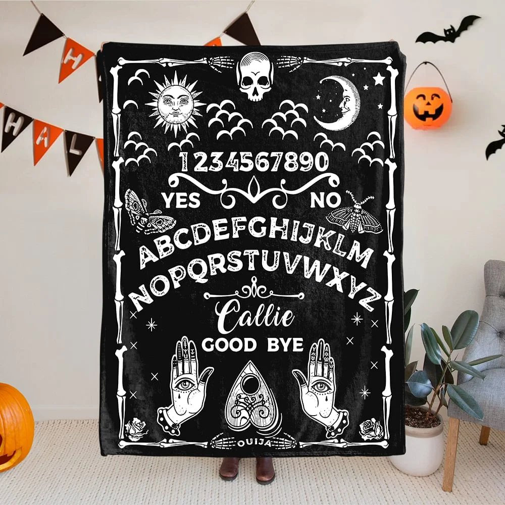 Personalized Sun Moon Skull Ouija Board Design Soft Throw Blanket with Name Gothic Style Home Decor Halloween Gift for Divination Enthusiasts 14699776 - DiyGiftly