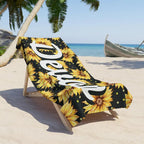 Personalized Sunflowers Beach Towel - Custom Name Floral Summer Towel, Beach Accessories, Oversized Pool Towel, Gift for Her 94181888 - DiyGiftly