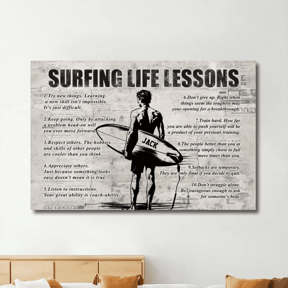 Personalized Surfing Life Lessons Poster - Gift For Surfing Lovers 745086 - 745087 - DiyGiftly