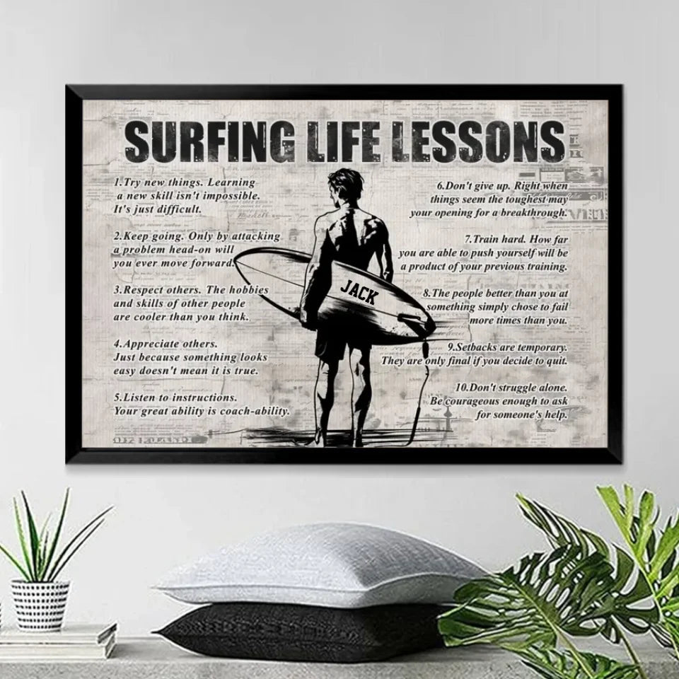 Personalized Surfing Life Lessons Poster - Gift For Surfing Lovers 745086 - 745087 - DiyGiftly