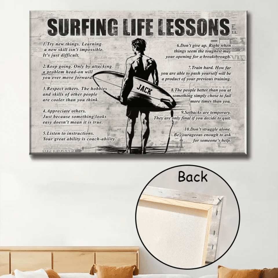 Personalized Surfing Life Lessons Poster - Gift For Surfing Lovers 745086 - 745087 - DiyGiftly