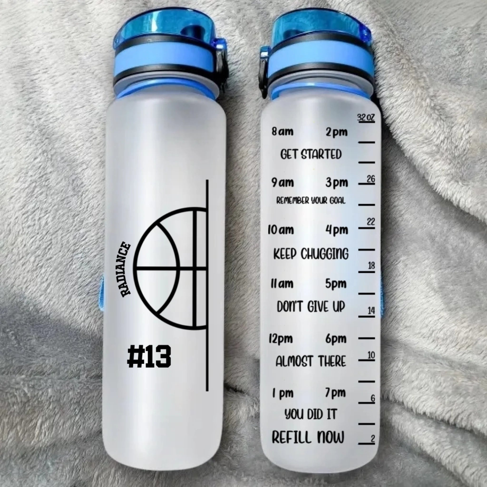 Personalized Tennis Badminton Ball 32 oz Motivational Sport Water Bottle with Time Marker and Name Birthday Gift for Sports Enthusiasts 1030695 - DiyGiftly