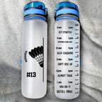 Personalized Tennis Badminton Ball 32 oz Motivational Sport Water Bottle with Time Marker and Name Birthday Gift for Sports Enthusiasts 1030695 - DiyGiftly