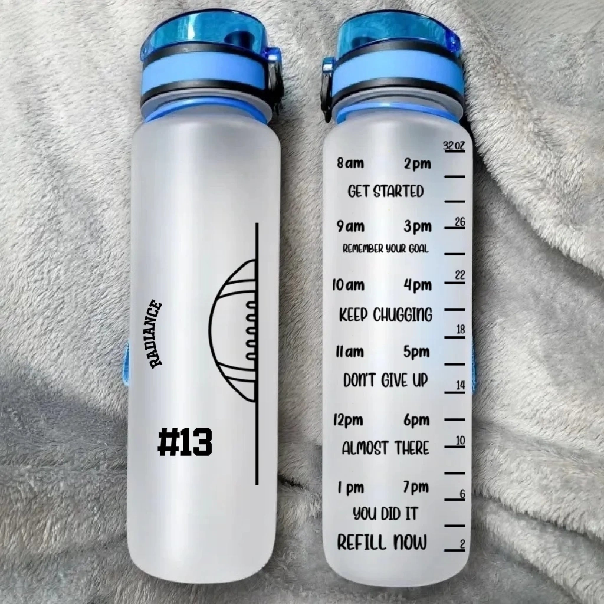 Personalized Tennis Badminton Ball 32 oz Motivational Sport Water Bottle with Time Marker and Name Birthday Gift for Sports Enthusiasts 1030695 - DiyGiftly