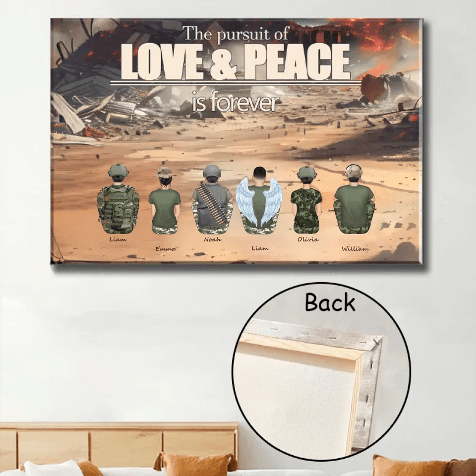 Personalized The Pursuit of Love & Peace is Forever - Custom Canvas & Poster - Wood Framed Canvas - Perfect Gift for Comrade, Memorial Keepsake 722112 - 723974 - DiyGiftly