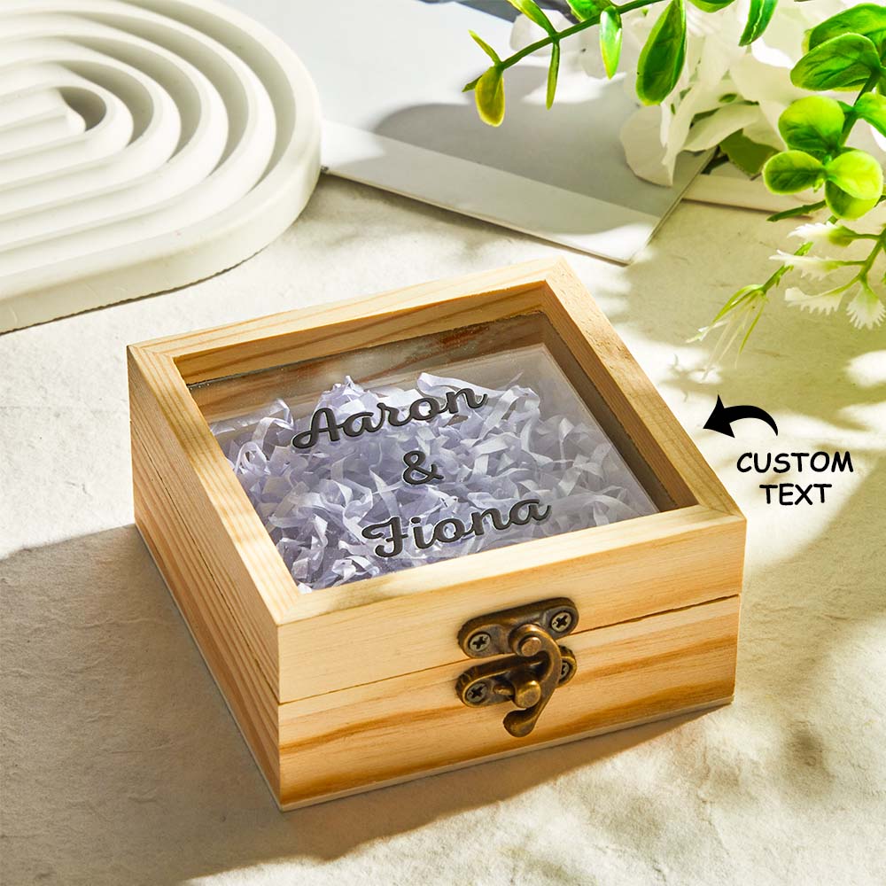 Personalized Transparent Glass Wooden Box With Text Creative Storage Gift Box - DiyGiftly