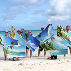 Personalized Tropical Beach Palm Tree Oversized Beach Towel with Name Super Absorbent Summer Vacation Travel Essential Gift for Women Men 17485568 - DiyGiftly