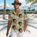 Personalized Tropical Palm 1 - 2 Face Photos Design Hawaiian Short - Sleeve Shirt Funny Summer Beach Party Birthday Gift for Men 98633728 - DiyGiftly