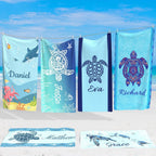 Personalized Underwater World Oversized Quick Dry Turtle Beach Towel with Name Summer Travel Essential Gift for Friend Family 93295104 - DiyGiftly