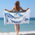 Personalized Underwater World Oversized Quick Dry Turtle Beach Towel with Name Summer Travel Essential Gift for Friend Family 93295104 - DiyGiftly