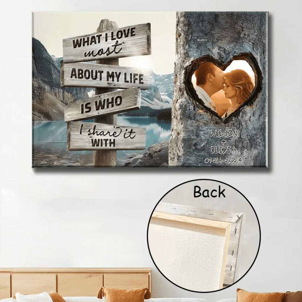Personalized Unique Couple’s Gift Rustic Tree Carving What I Love Most Canvas Wall Art 762103 - DiyGiftly