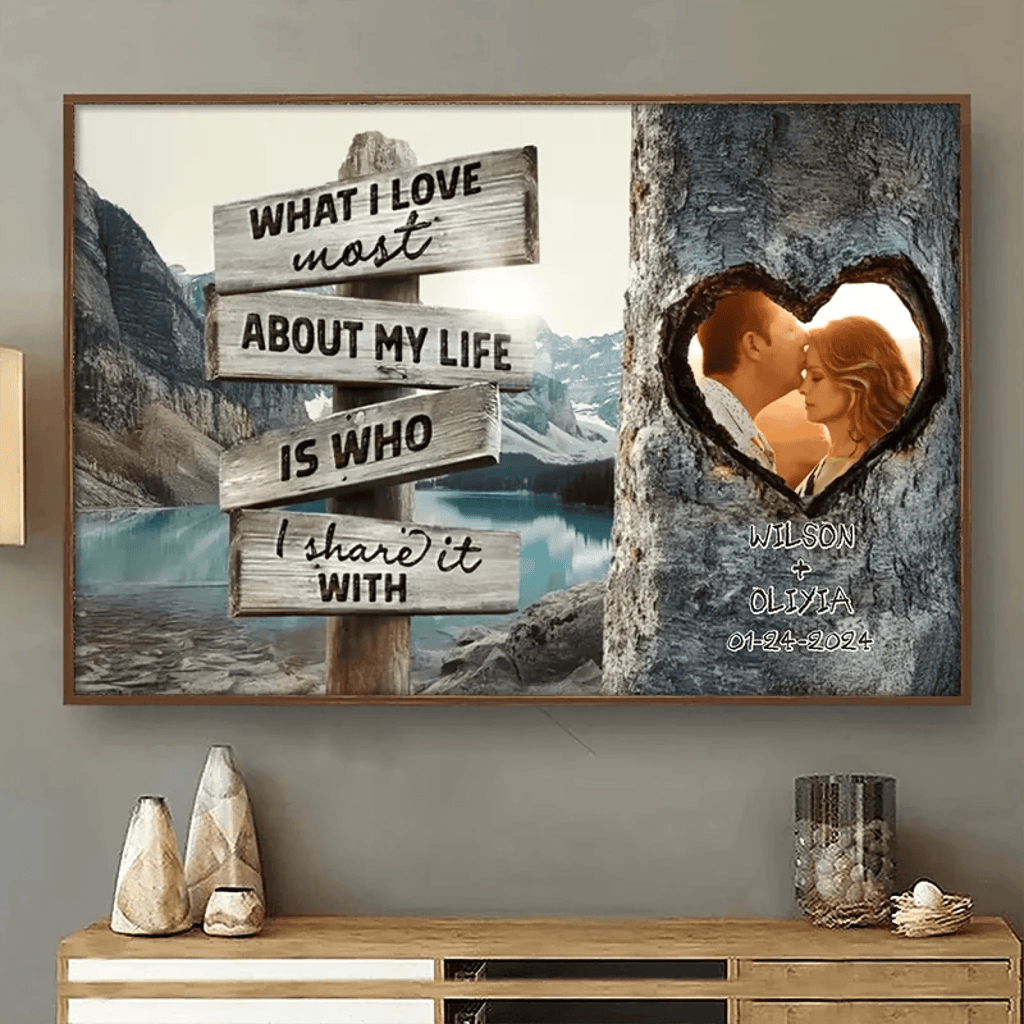 Personalized Unique Couple’s Gift Rustic Tree Carving What I Love Most Canvas Wall Art 762103 - DiyGiftly