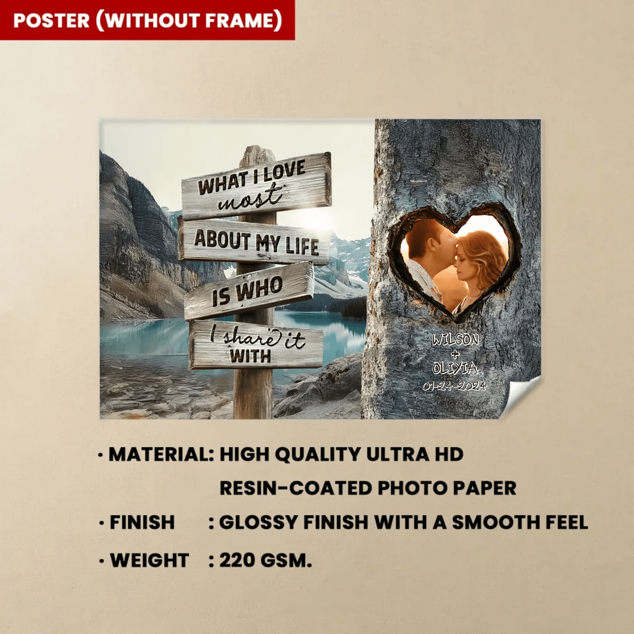 Personalized Unique Couple’s Gift Rustic Tree Carving What I Love Most Canvas Wall Art 762103 - DiyGiftly
