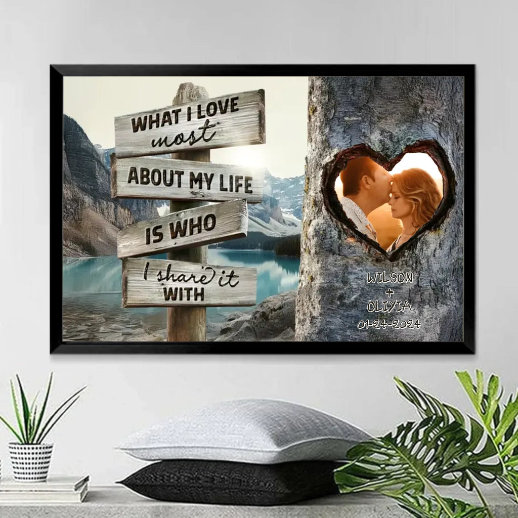 Personalized Unique Couple’s Gift Rustic Tree Carving What I Love Most Canvas Wall Art 762103 - DiyGiftly