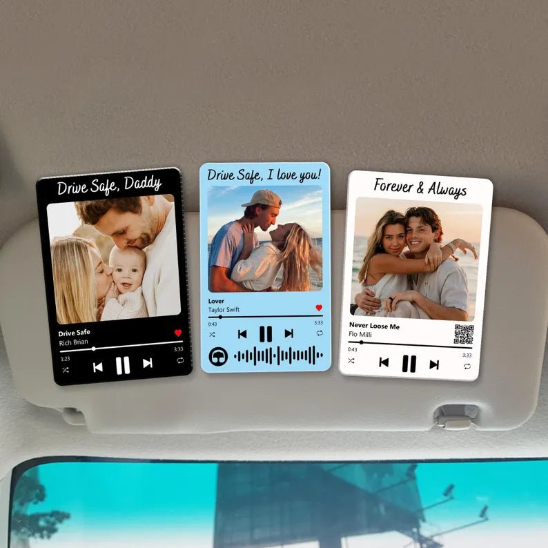 Personalized Valentine's Day Gift For Him, Custom Song & Photo Car Visor Clip, Boyfriend Husband Gifts, Drive Safe Photo Family Visor Clip 94239488 - DiyGiftly