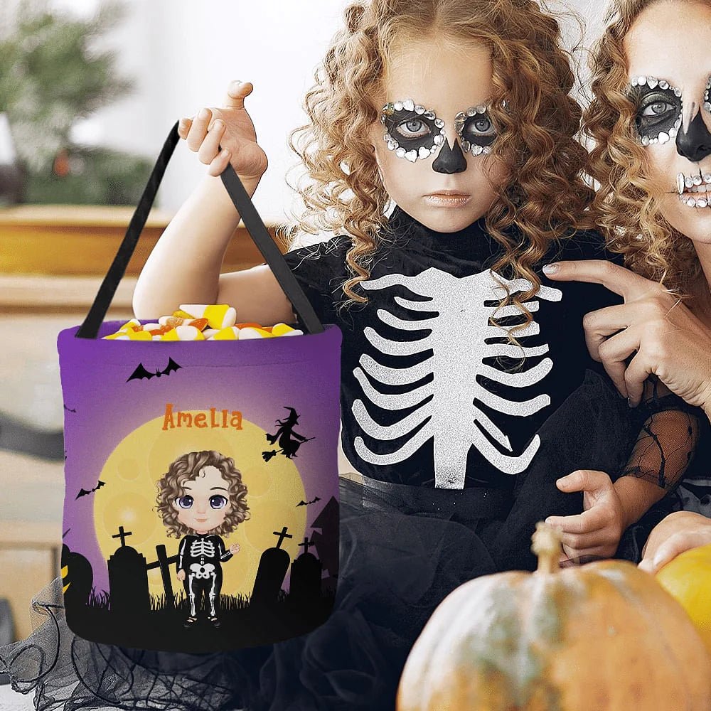 Personalized Vampire Witch Halloween Candy Basket with Name Trick or Treat Bucket Halloween Gift for Kids 27071488 - DiyGiftly