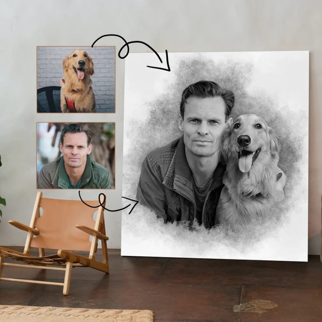 Personalized Watercolor - Style Couples Illustration – Custom Cartoon Portrait from Photo as Digital Download, Wall Art, Pillow, Mug, Blanket, Beach Towel, Keychain, Desk Sign & More 1066687 - DiyGiftly