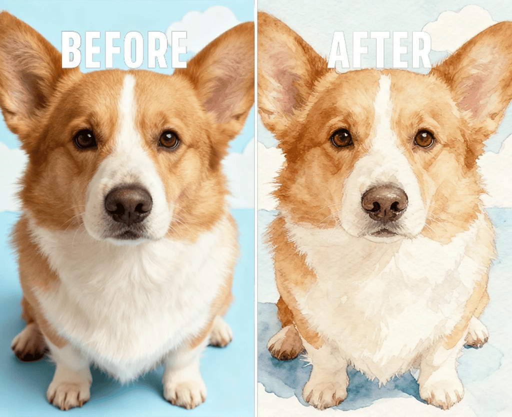 Poster and Canvas Everyday Loss of Dog Gift Personalized Photo Watercolor Style Pet Illustration